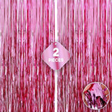 Metallic Fringe Pink Curtains Large Size 3 ft x 6 ft for Birthday, Anniversaries, Graduation, Retirement, Baby Shower, New Year Decoration- Pack of 2