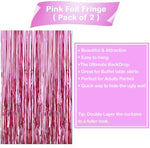 Metallic Fringe Pink Curtains Large Size 3 ft x 6 ft for Birthday, Anniversaries, Graduation, Retirement, Baby Shower, New Year Decoration- Pack of 2