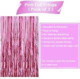 Metallic Fringe Pink Curtains Large Size 3 ft x 6 ft for Birthday, Anniversaries, Graduation, Retirement, Baby Shower, New Year Decoration- Pack of 2