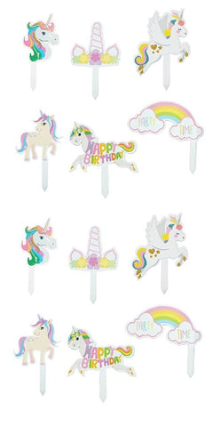 Unicorn Cake Topper Cup Cake Topper - Pack of 2, Each Pack has 6 Toppers