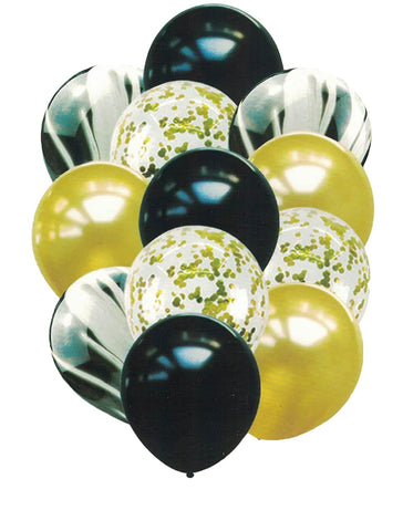 Black Marble Balloons Set with Confetti Balloons for Birthday, Anniversary, Weddings, Engagement, House Warming Decoration | Party Balloons (Marble Balloons Pack of 12)