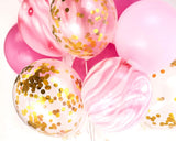 Pink Marble Balloons Set with Confetti Balloons for Birthday, Anniversary, Weddings, Engagement, House Warming Decoration | Party Balloons (Marble Balloons-Pink Pack of 12)