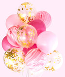 Pink Marble Balloons Set with Confetti Balloons for Birthday, Anniversary, Weddings, Engagement, House Warming Decoration | Party Balloons (Marble Balloons-Pink Pack of 12)