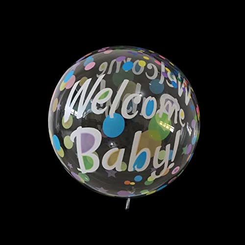 Transparent 20 inch Bobo Balloons Transparent Balloon with Polka Dots and Welcome Baby Printed Balloons Helium Balloon - Pack of 1(Random Color)