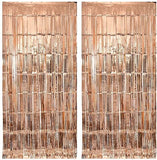 Matte Finish Metallic Rose Gold Tinsel Fringe Party Backdrop Curtains, 3 ft x 6 ft for Birthday, Anniversaries, Graduation, Retirement, Baby Shower, New Year Decoration- Pack of 2