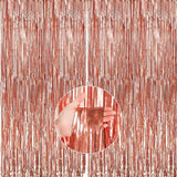 Matte Finish Metallic Rose Gold Tinsel Fringe Party Backdrop Curtains, 3 ft x 6 ft for Birthday, Anniversaries, Graduation, Retirement, Baby Shower, New Year Decoration- Pack of 2