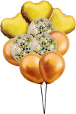 Party Mix Gold Metallic, Confetti and Foil Balloons for All Kind of Balloon Party Decorations (Gold), 10 Pieces Combo