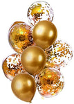 Party Mix Gold Metallic, Confetti and Foil Balloons for All Kind of Balloon Party Decorations (Gold), 10 Pieces Combo