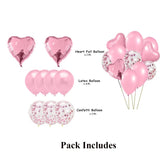 Party Mix Light Pink Metallic, Confetti and Foil Balloons for All Kind of Balloon Party Decorations (Light Pink), 10 Pieces Combo