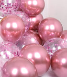 Party Mix Light Pink Metallic, Confetti and Foil Balloons for All Kind of Balloon Party Decorations (Light Pink), 10 Pieces Combo