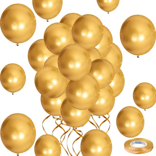 Super Shiny HD Metallic Chrome Balloons Gold for Party Decorations -Pack of 50