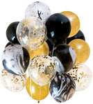 Black Marble Balloon Set with Confetti Balloons for Birthday, Anniversary, Weddings, Engagement, House Warming Decoration | Party Balloons (Marble Balloons Pack of 12)
