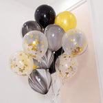 Black Marble Balloon Set with Confetti Balloons for Birthday, Anniversary, Weddings, Engagement, House Warming Decoration | Party Balloons (Marble Balloons Pack of 12)