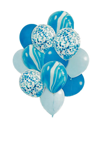 Blue Marble Balloon Set with Confetti Balloons for Birthday, Anniversary, Weddings, Engagement, House Warming Decoration | Party Balloons (Marble Balloons)