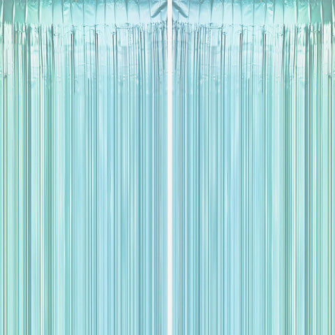 Blue Pastel Fringe Curtains 3 ft x 6 ft for Birthday, Anniversaries, Graduation, Retirement, Baby Shower, New Year Decoration- Pack of 2