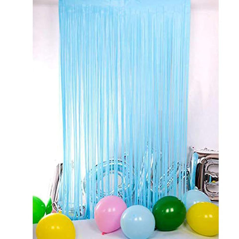 Blue Pastel Fringe Curtains 3 ft x 6 ft for Birthday, Anniversaries, Graduation, Retirement, Baby Shower, New Year Decoration- Pack of 1