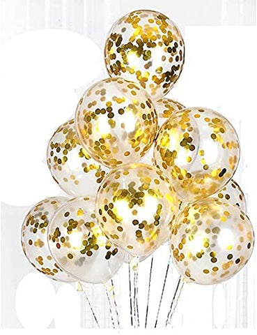 HD Pre Filled Confetti Balloons for Party Decorations Toy Balloons for Birthday Anniversary Baby Shower Bachelorette Party Decoration (Pack of 10) (Gold Confetti)