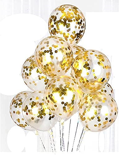 HD Pre Filled Confetti Balloons for Party Decorations Toy Balloons for Birthday Anniversary Baby Shower Bachelorette Party Decoration (Pack of 10) (Gold Confetti)