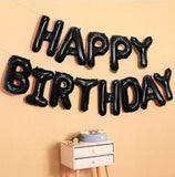 Happy Birthday Black Foil Balloons in Capital Letters Upper Case for Birthday Decorations