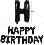 Happy Birthday Black Foil Balloons in Capital Letters Upper Case for Birthday Decorations