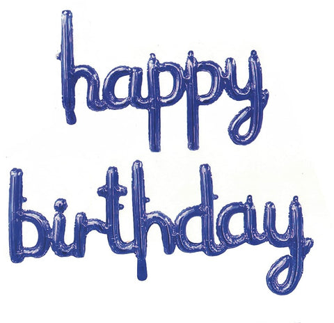 Happy Birthday Dark Blue Foil Balloons in Small Letters Lower Case for Decorations