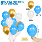 Happy Birthday Balloons Decoration Items Combo Kit Blue Gold White - 65 Pcs for Kids Boys Adult Men Husband, Quarantine Theme Decorations/Foil balloon Curtain ,Metallic Latex Balloon, Banner