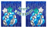 Happy Birthday Balloons Decoration Items Combo Kit Blue & Silver- 17 Pcs for Kids and adults