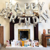 Happy Birthday Balloons Decoration Items Combo Kit Blue, Silver & Black - 31 Pcs for Kids and adults