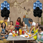 Happy Birthday Balloons Decoration Items Combo Kit Blue, Silver & Black - 31 Pcs for Kids and adults