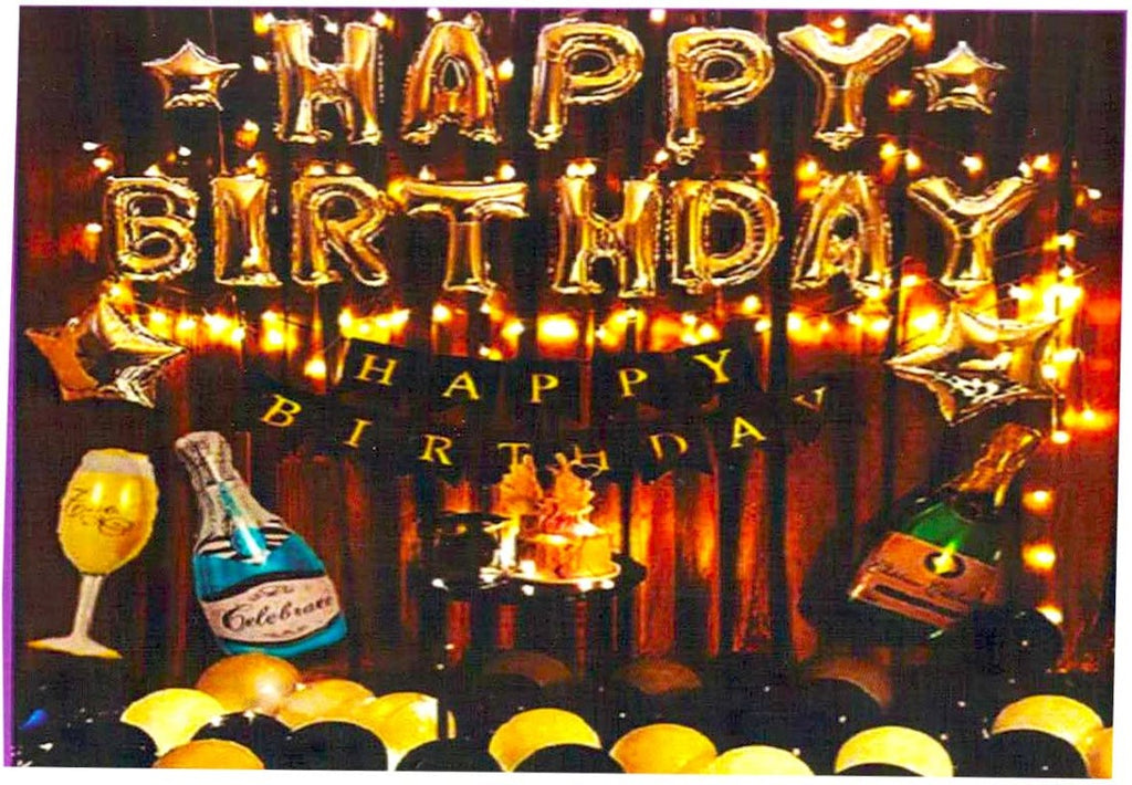 Happy Birthday Balloons Decoration Items Combo Kit Black and Golden - –  VibgyorVibes