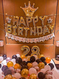 Happy Birthday Golden Foil Balloons in Capital Letters Upper Case for Birthday Decorations