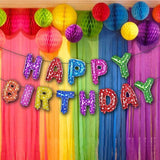 Happy Birthday Multicolor Rainbow Polka Dotted Happy Birthday Balloons,Banner Birthday Party Decoration