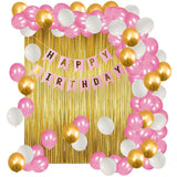 Happy Birthday Balloons Decoration Items Combo Kit - 65 Pcs for Girls