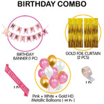 Happy Birthday Balloons Decoration Items Combo Kit - 65 Pcs for Girls