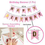 Happy Birthday Balloons Decoration Items Combo Kit - 65 Pcs for Girls