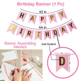 Happy Birthday Balloons Decoration Items Combo Kit - 65 Pcs for Girls