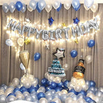 Happy Birthday Silver Foil Balloons in Capital Letters Upper Case for Birthday Decorations