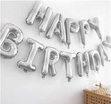 Happy Birthday Silver Foil Balloons in Capital Letters Upper Case for Birthday Decorations