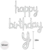 Birthday Silver Foil Balloons in Small Letters for Birthday Decorations