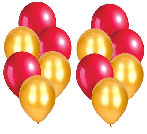 50 Pc Red and Golden Metallic Balloons for party Decorations Birthday, Anniversary, New Year, Christmas etc