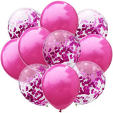 Pink HD Metallic Chrome & Clear Confetti Shining Glitter Balloons Set For Birthday, Anniversary, Welcome and All Party Celebration Decoration Supplies (A Set Of 10 Pcs)