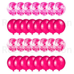 Pink HD Metallic Chrome & Clear Confetti Shining Glitter Balloons Set For Birthday, Anniversary, Welcome and All Party Celebration Decoration Supplies (A Set Of 10 Pcs)