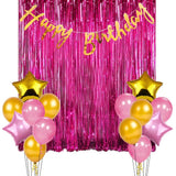 Metallic Tinsel Pink Foil Fringe Curtains 3ft x 6ft for Birthday, Anniversaries, Graduation, Retirement, Baby Shower, New Year Decoration- Pack of 1