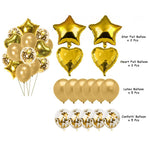 Party Mix Gold Metallic, Confetti and Foil Balloons for All Kind of Balloon Party Decorations (GOLD), 14 Pieces Combo