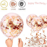 Party Mix Rose Gold Metallic, Confetti and Foil Balloons for All Kind of Balloon Party Decorations (Rose Gold), 14 Pieces Combo