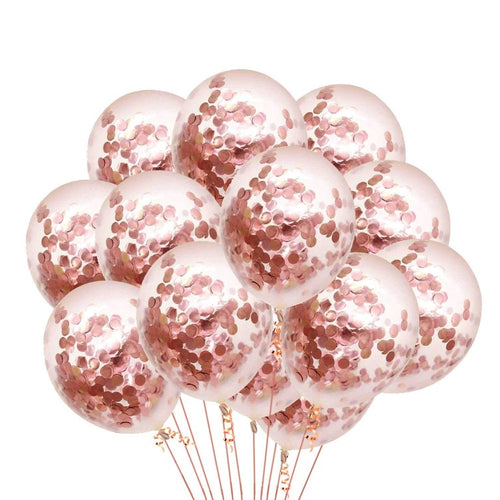 HD Pre Filled Confetti Balloons for Party Decorations Toy Balloons for Birthday Anniversary Baby Shower Bachelorette Party Decoration (Pack of 10) (Rose Gold Confetti)