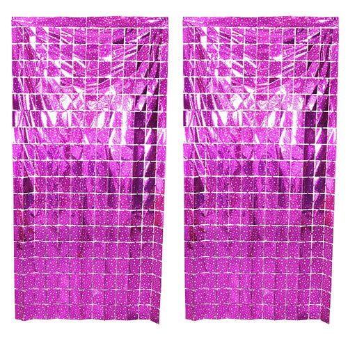 Rectangle Box Pink Color Fringe Foil Printed Streamer Curtains 3 ft x 6 ft for Birthday, Anniversaries, Graduation, Retirement, Baby Shower Retirement - Pack of 1 (Assorted Print)