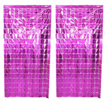 Rectangle Box Pink Color Fringe Foil Printed Streamer Curtains 3 ft x 6 ft for Birthday, Anniversaries, Graduation, Retirement, Baby Shower Retirement - Pack of 2 (Assorted Print)