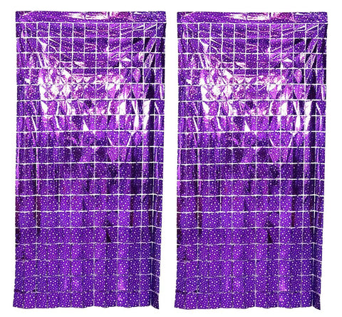 Rectangle Box Purple Color Fringe Foil Printed Streamer Curtains 3 ft x 6 ft for Birthday, Anniversaries, Graduation, Retirement, Baby Shower Retirement - Pack of 1 (Assorted Print)