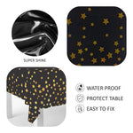 Black Rectangular Shiny Metallic Tinsel Foil Star Print Reusable Table Cover 1.37mX1.83m for Indoor Outdoor Party Birthday,Wedding,Christmas,Buffet Parties,Camping